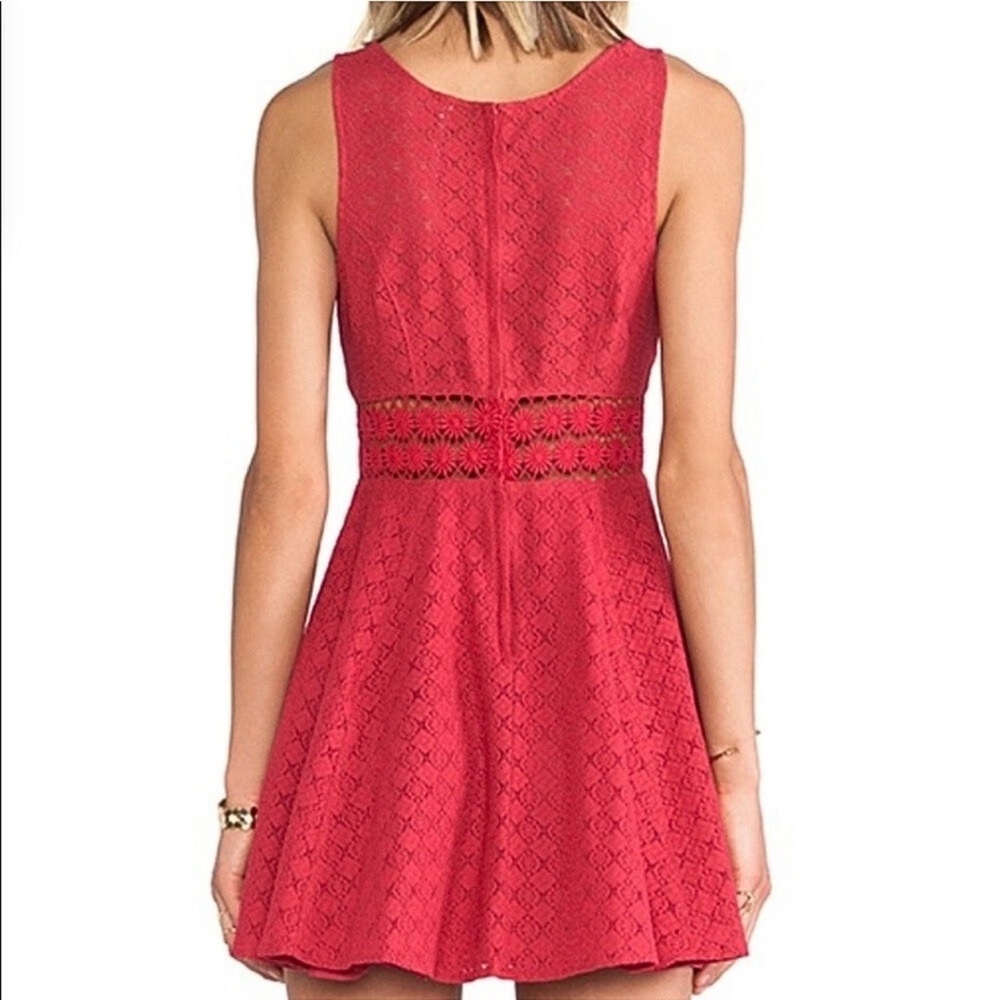 FREE PEOPLE Cut Out Daisy Waist Skater Dress In Red Women’s Size 6 - Picture 2 of 11